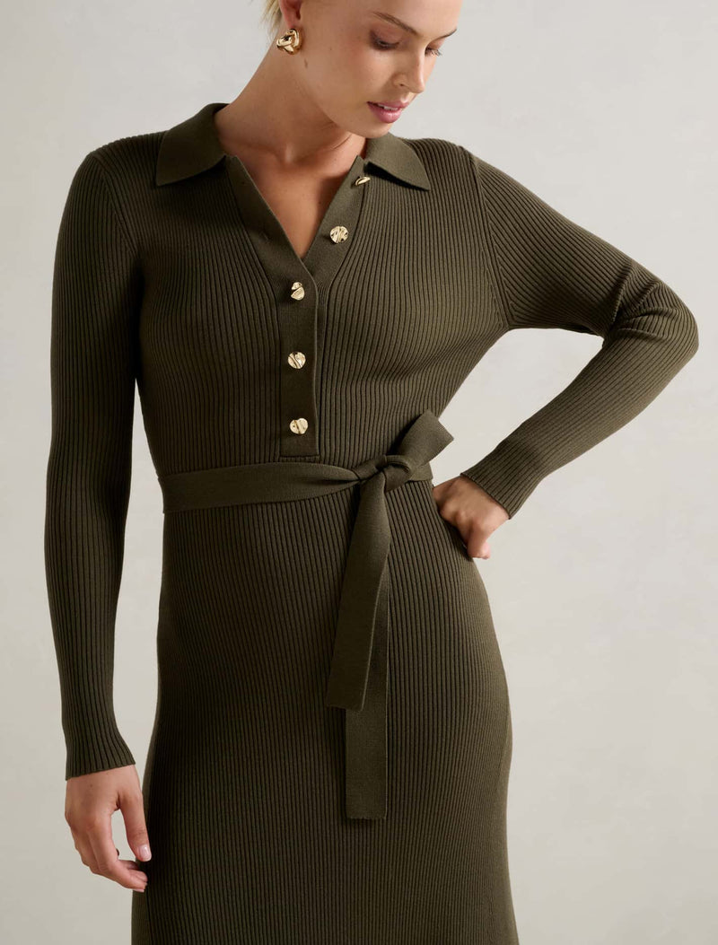 Kelani Belted Knit Midi Dress Forever New
