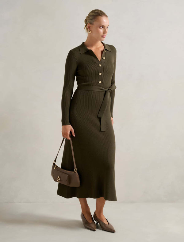 Kelani Belted Knit Midi Dress Forever New