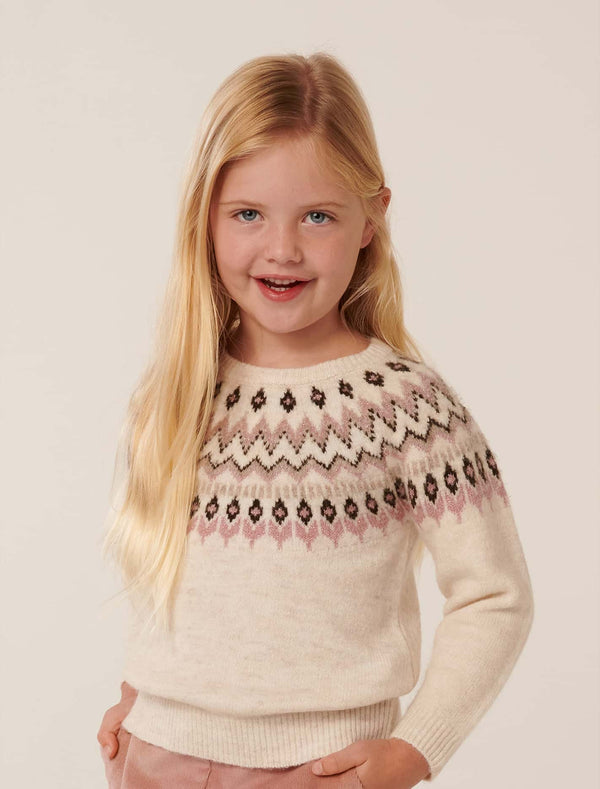 Rumi Girls Fairisle Knit Top Wintery Fairisle Forever New