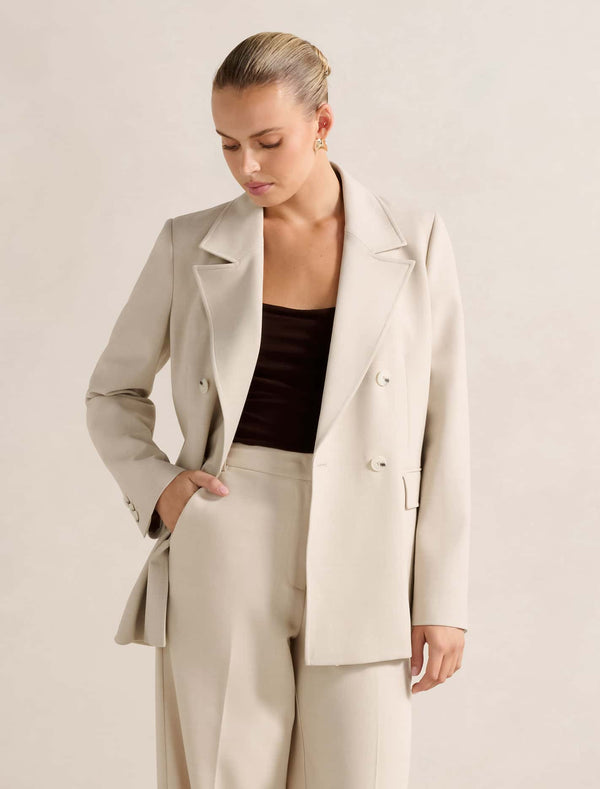 Maple Relaxed Blazer Milk Marle Suit Forever New