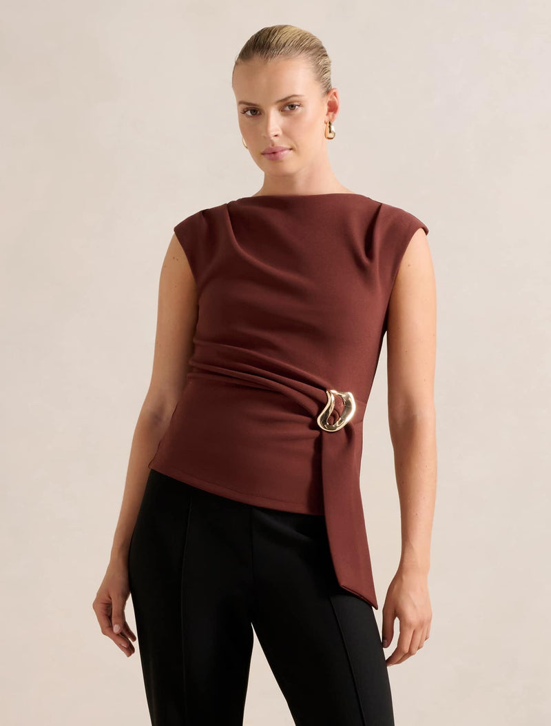 Serena Hardwear Detail Top Terracotta Forever New
