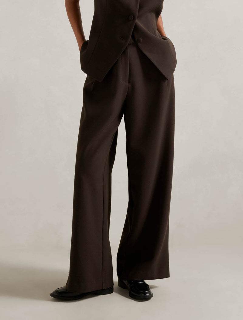 Laoise Petite Wide Leg Pants Chocolate Co-ord Forever New