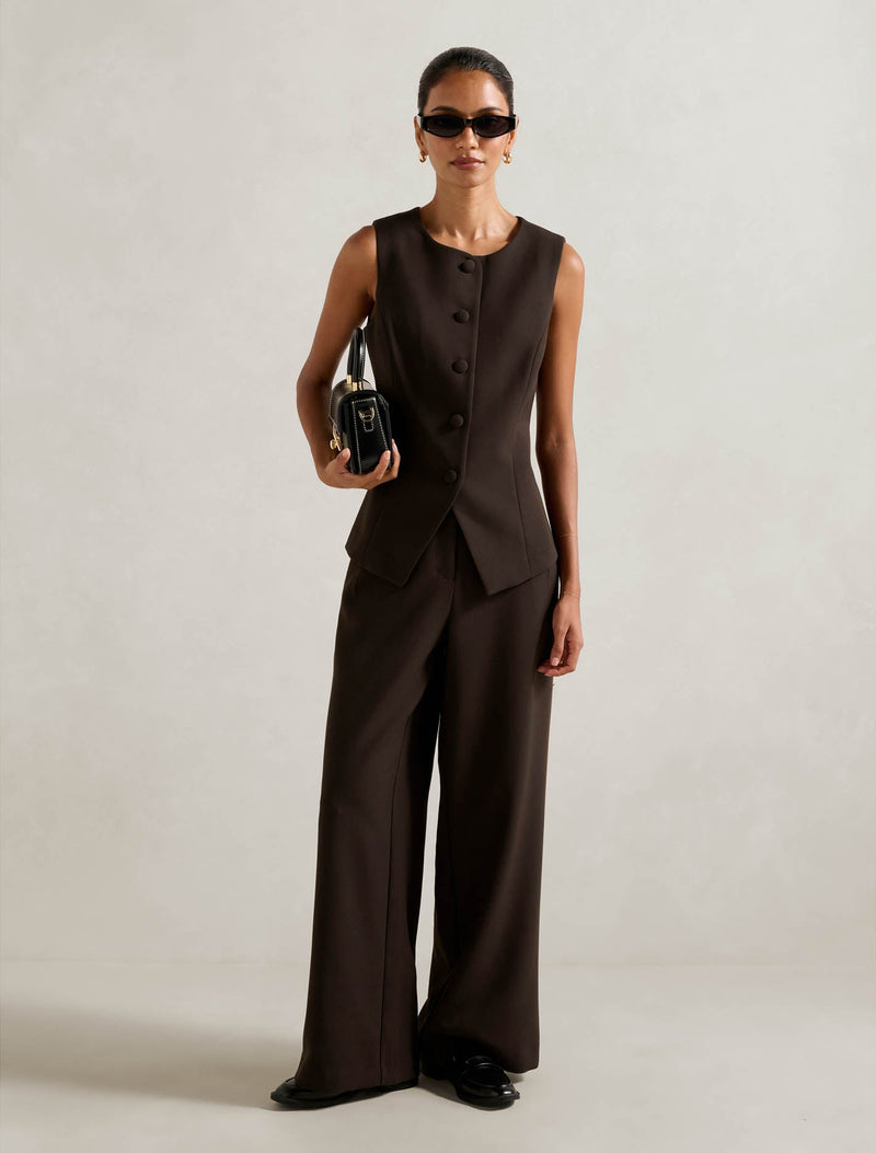 Orla Petite High Neck Waistcoat Forever New