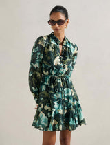 Tina Petite Long Sleeved Mini Dress Green Lyell Floral Forever New