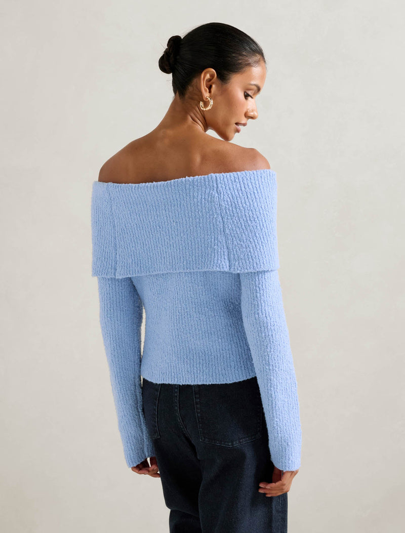 Mariah Petite Boucle Bardot Sweater Forever New
