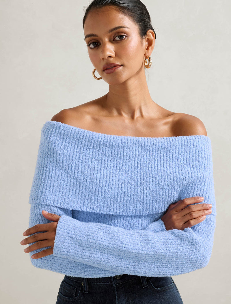 Mariah Petite Boucle Bardot Sweater Forever New