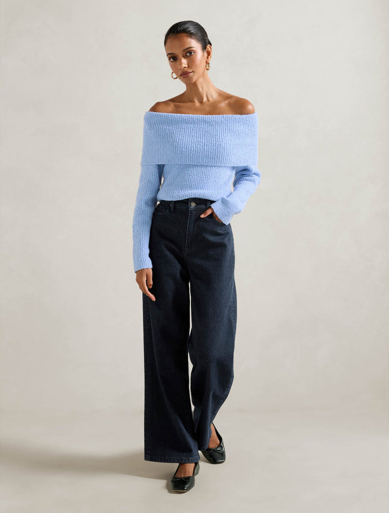 Mariah Petite Boucle Bardot Sweater Forever New