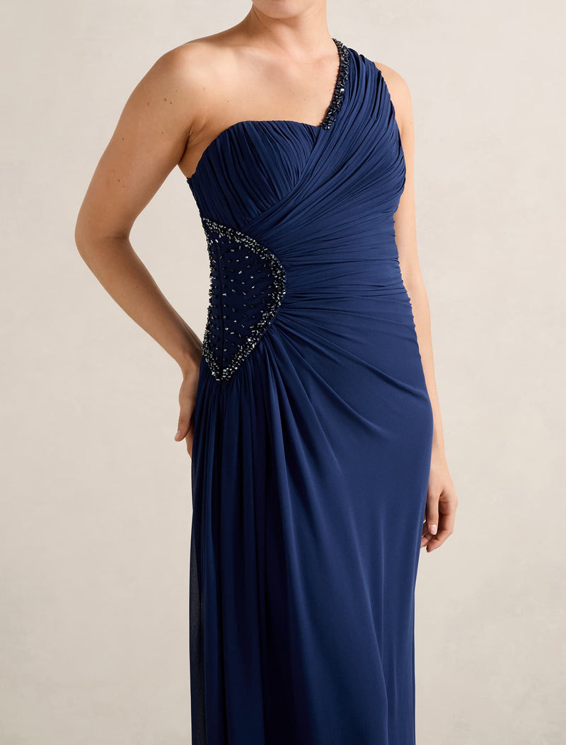 Leonie Asym Beaded Dress Navy | Forever New Leonie Asym Beaded Dress Navy | Forever New