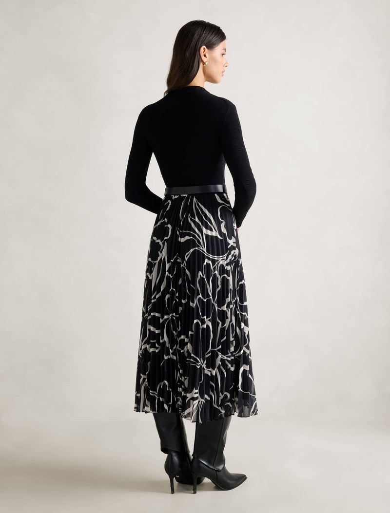 Ayla Print Pleated Midi Dress Forever New