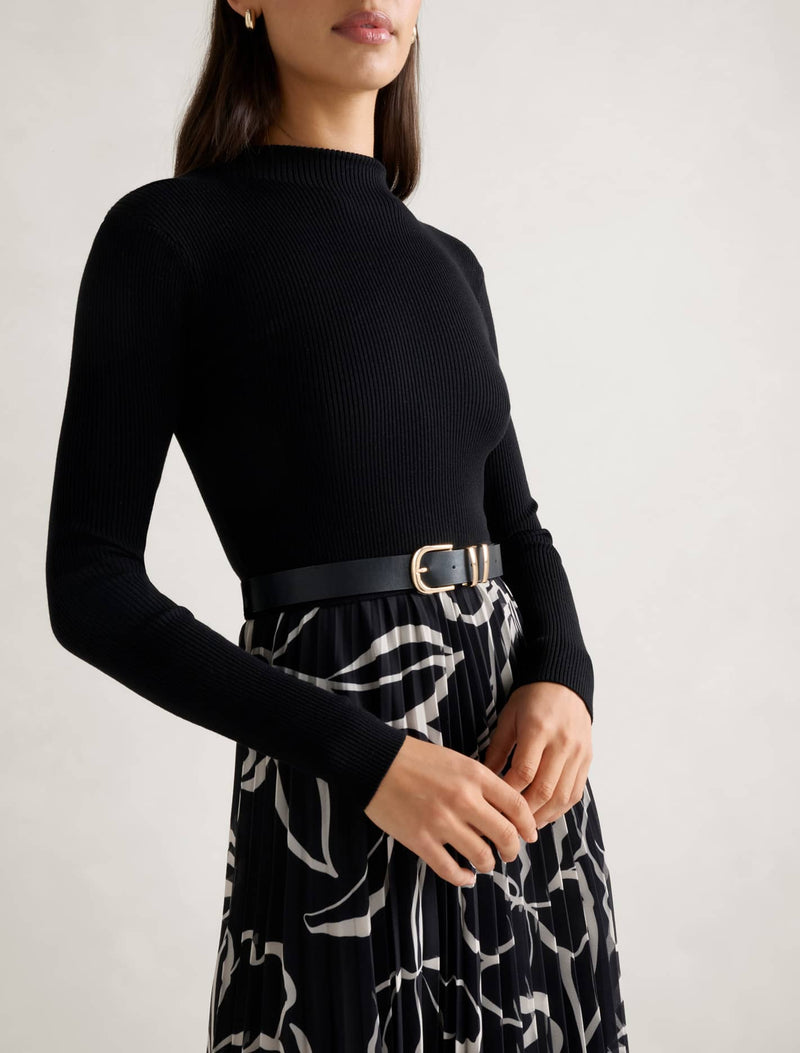 Ayla Print Pleated Midi Dress Forever New