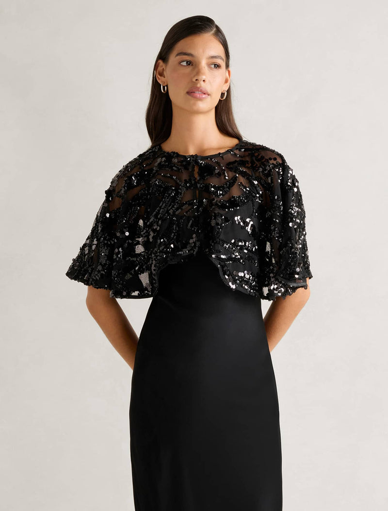 Carmen Sequin Cape 0 Black Forever New