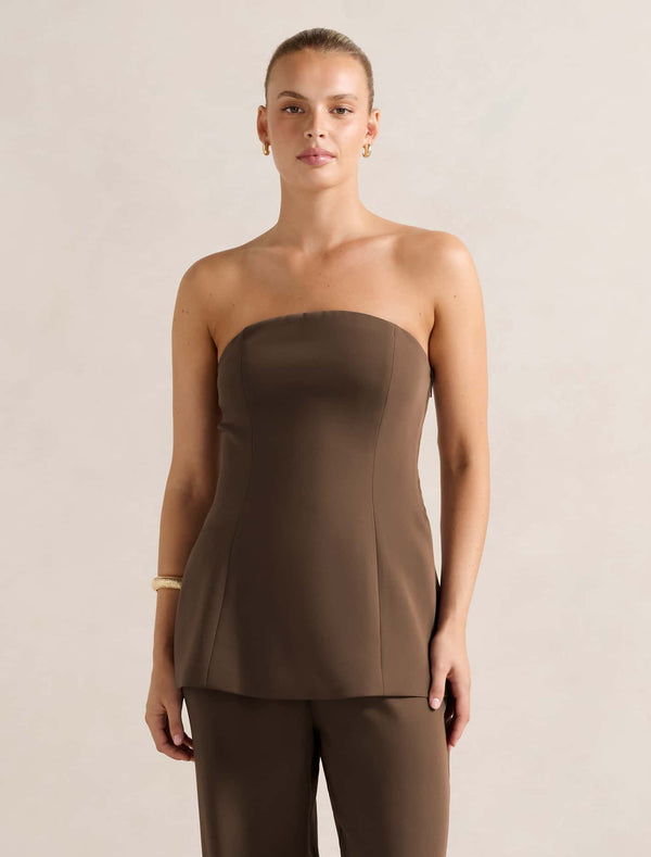 Enya Strapless Top Chocolate Set Forever New
