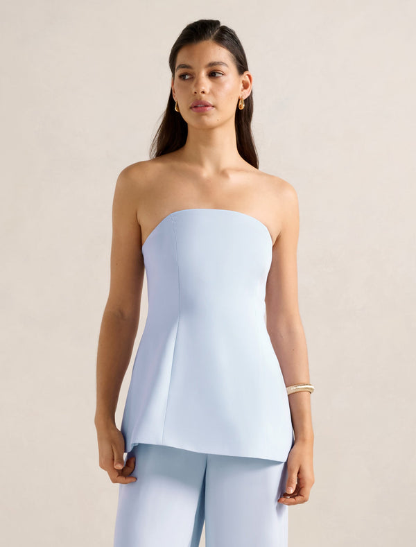 Enya Strapless Top Cloud Blue Set Forever New