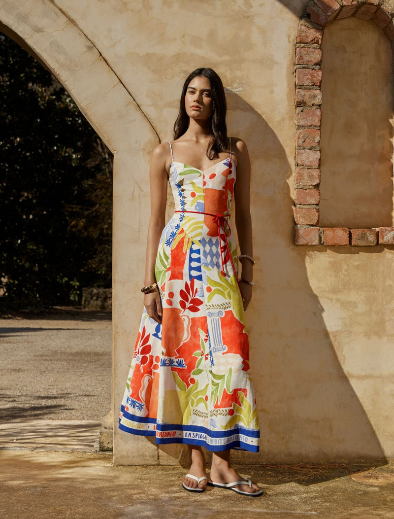 forever new linen dress Livvy Strappy Linen Midi Dress Mercia Floral