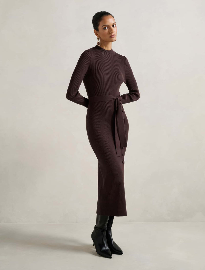 Kiara Petite Button Detail Midi Dress