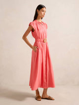 Serafina Scallop Edge Linen Midi Dress Forever New