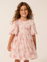 Claudine Girls Puff Sleeve Dress Auburn Floral Forever New