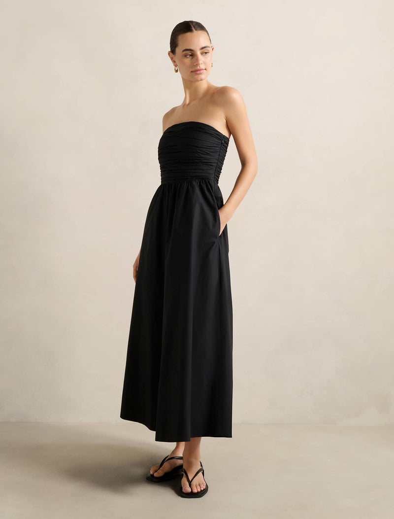 Matisse Ruched Cotton Halter Midi Dress Forever New