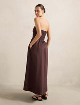 Matisse Ruched Cotton Halter Midi Dress Forever New