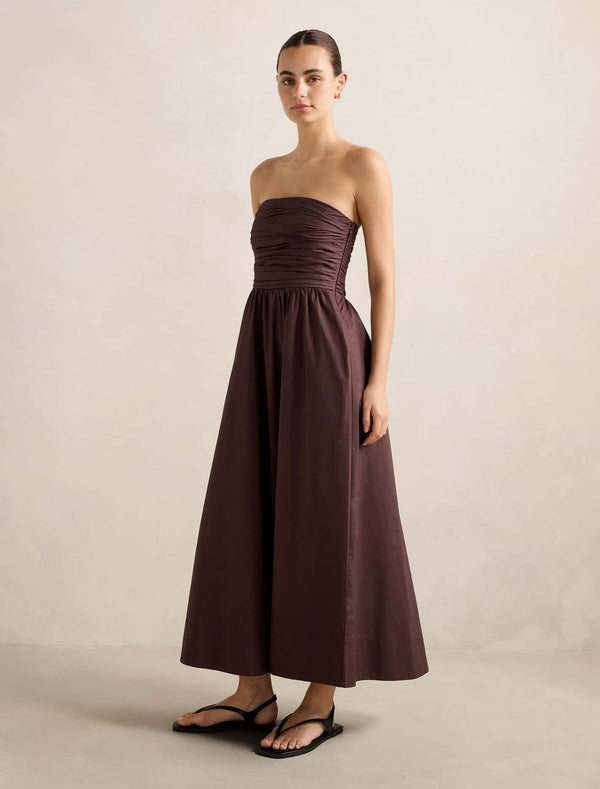 Matisse Ruched Cotton Halter Midi Dress Forever New