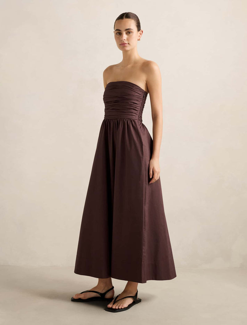 Matisse Ruched Cotton Halter Midi Dress Forever New