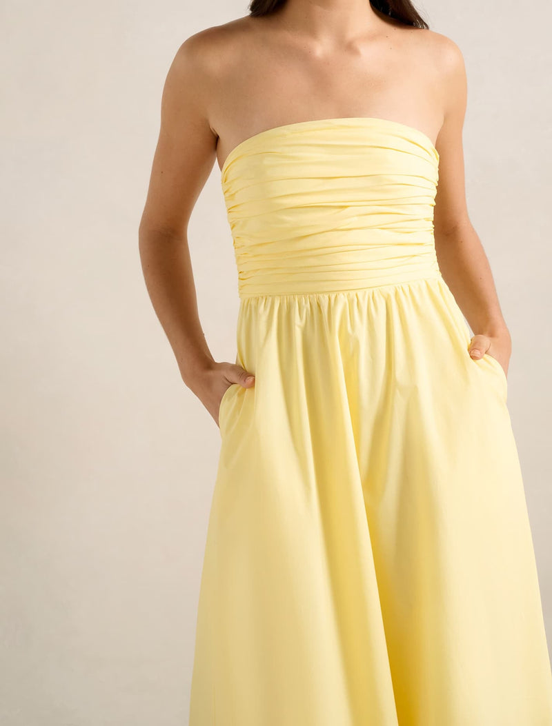 Matisse Ruched Cotton Halter Midi Dress Forever New