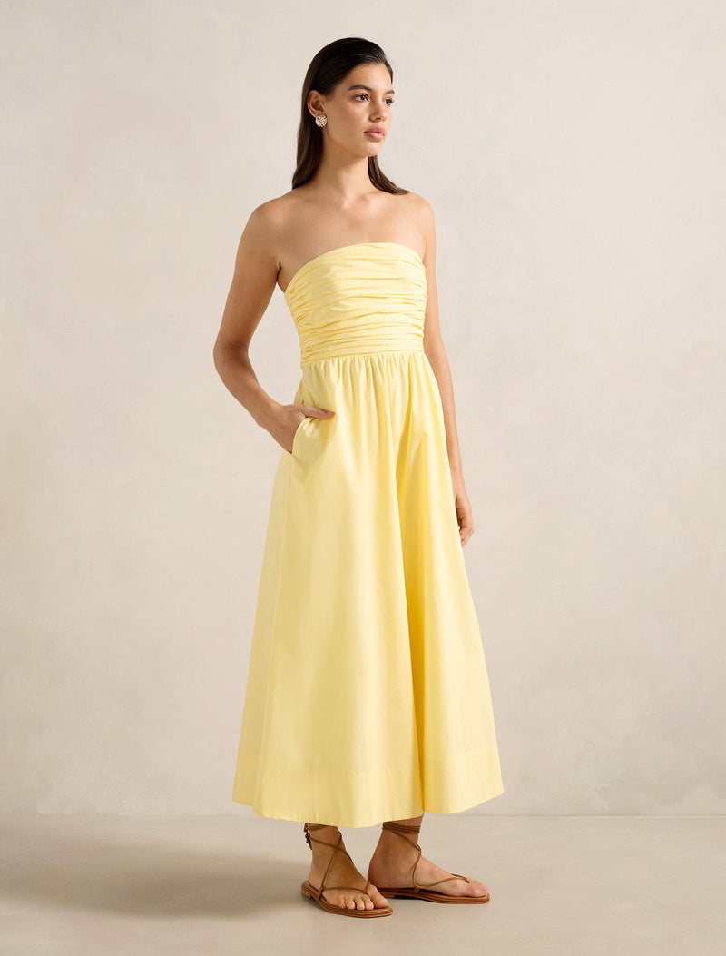 Matisse Ruched Cotton Halter Midi Dress Forever New