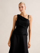 Lacey One Shoulder Top Black Forever New