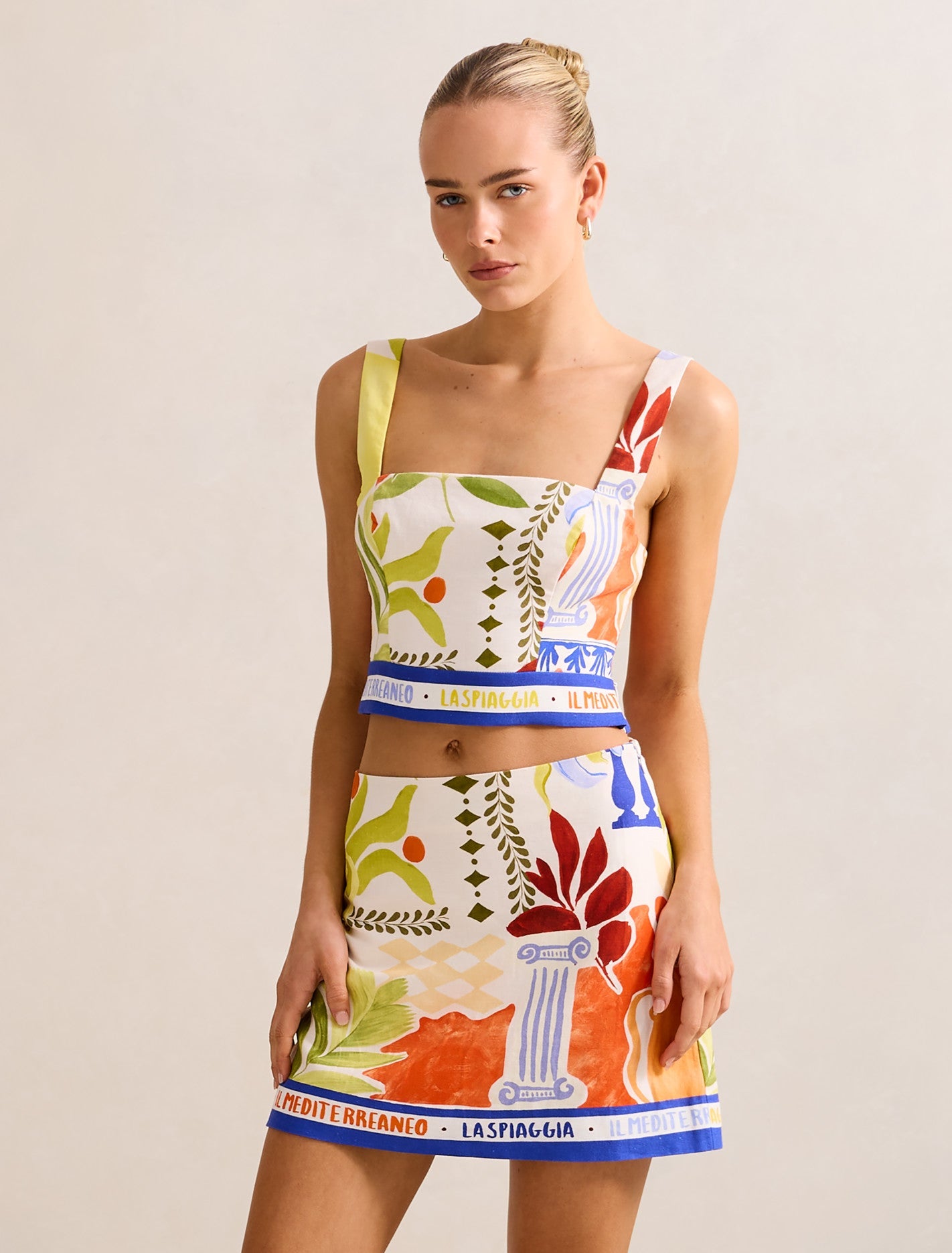 Christa Linen Top Rhodes Collage Co-Ord | Forever New