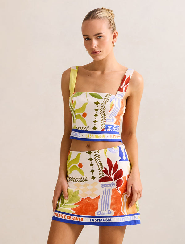 Christa Linen Top Rhodes Collage Co-Ord Forever New