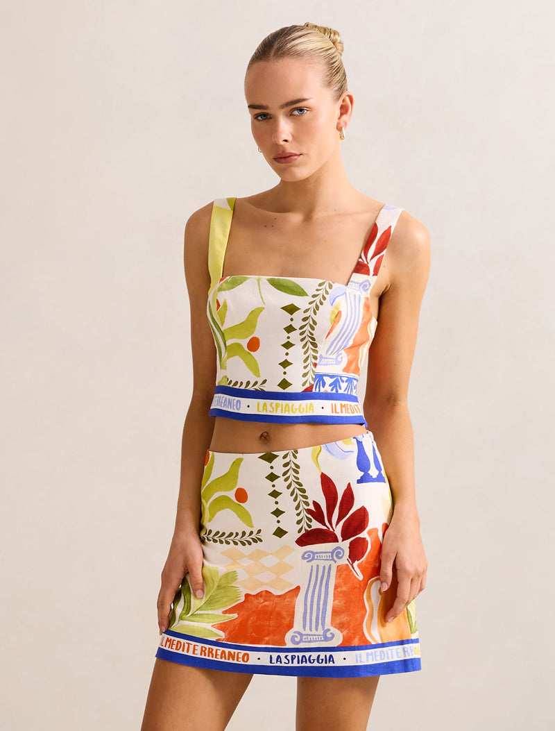 Christa Linen Top Rhodes Collage Co-Ord Forever New