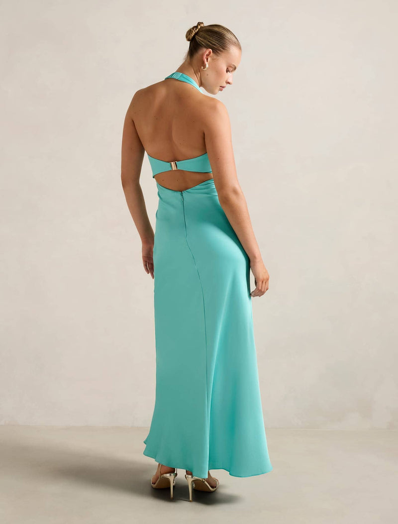 April Open Back Satin Maxi Dress Forever New