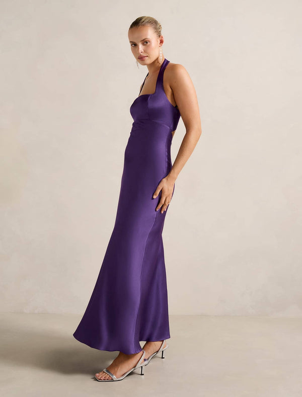 April Open Back Satin Maxi Dress Forever New