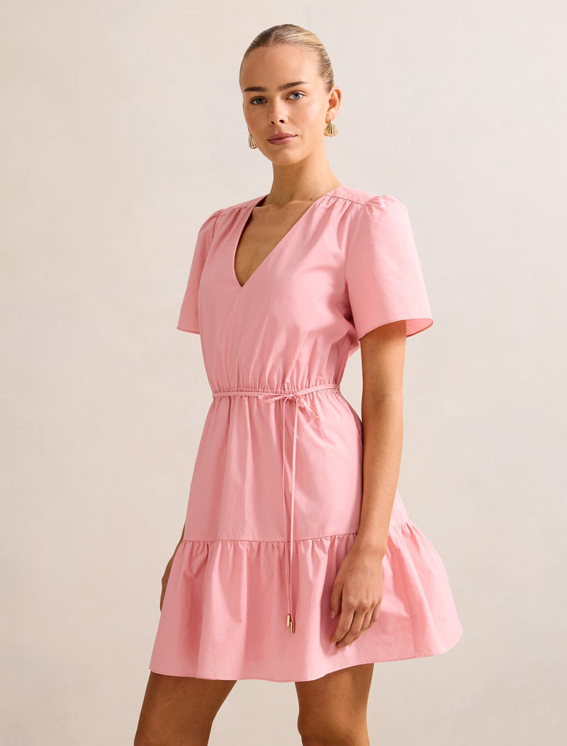 Hattie Short Sleeve Cotton Mini Dress Forever New