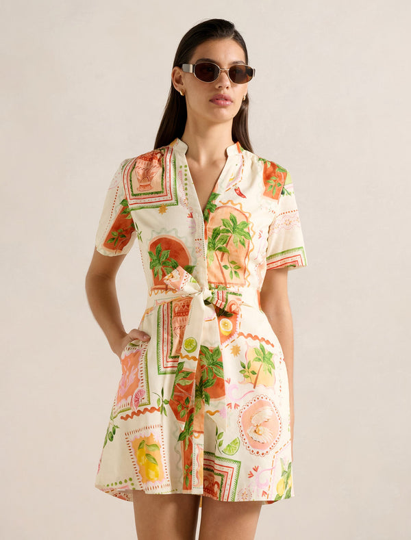 Veyda Shirt Linen Mini Dress Almada Holiday Forever New