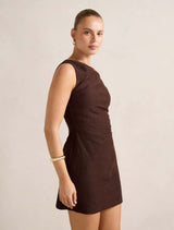 Cinzia Tipped Shoulder Linen Mini Dress Forever New