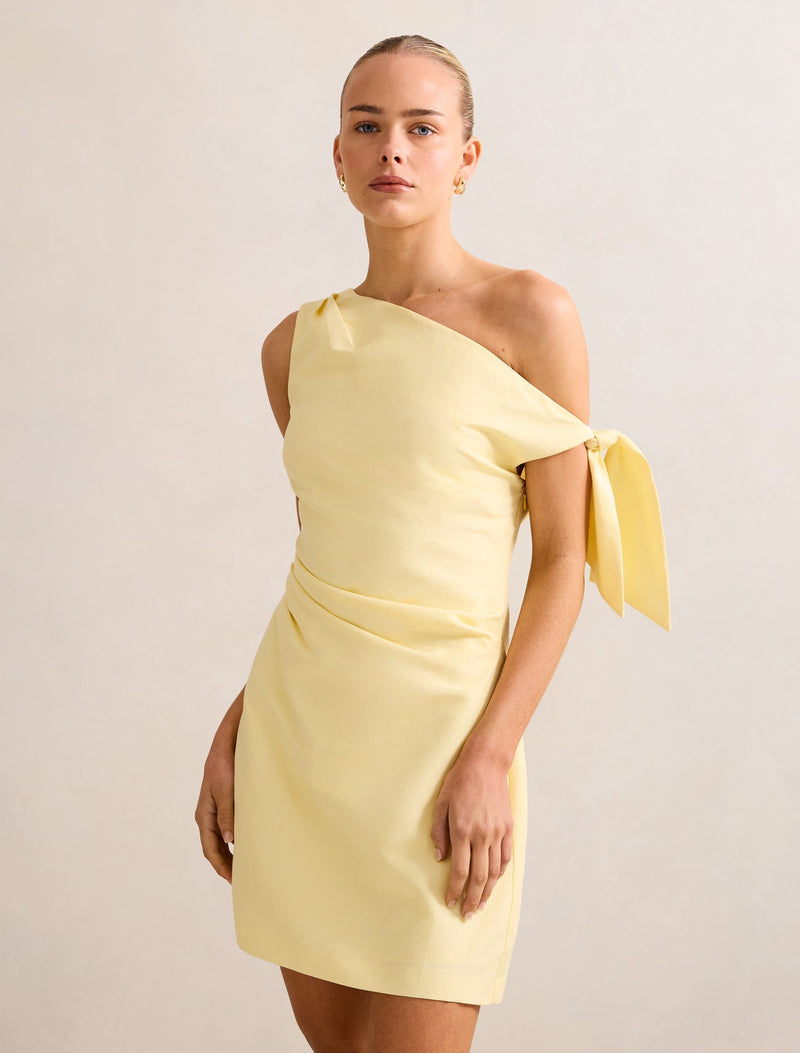 Cinzia Tipped Shoulder Linen Mini Dress Forever New