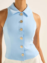 Tilly Button Detail Halter Top Forever New