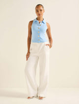 Tilly Button Detail Halter Top Forever New