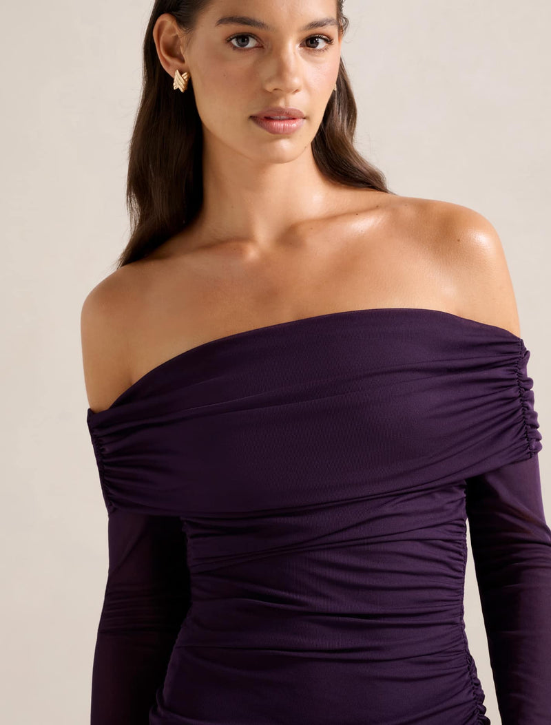 Mindy Mesh Bardot Mini Dress Forever New