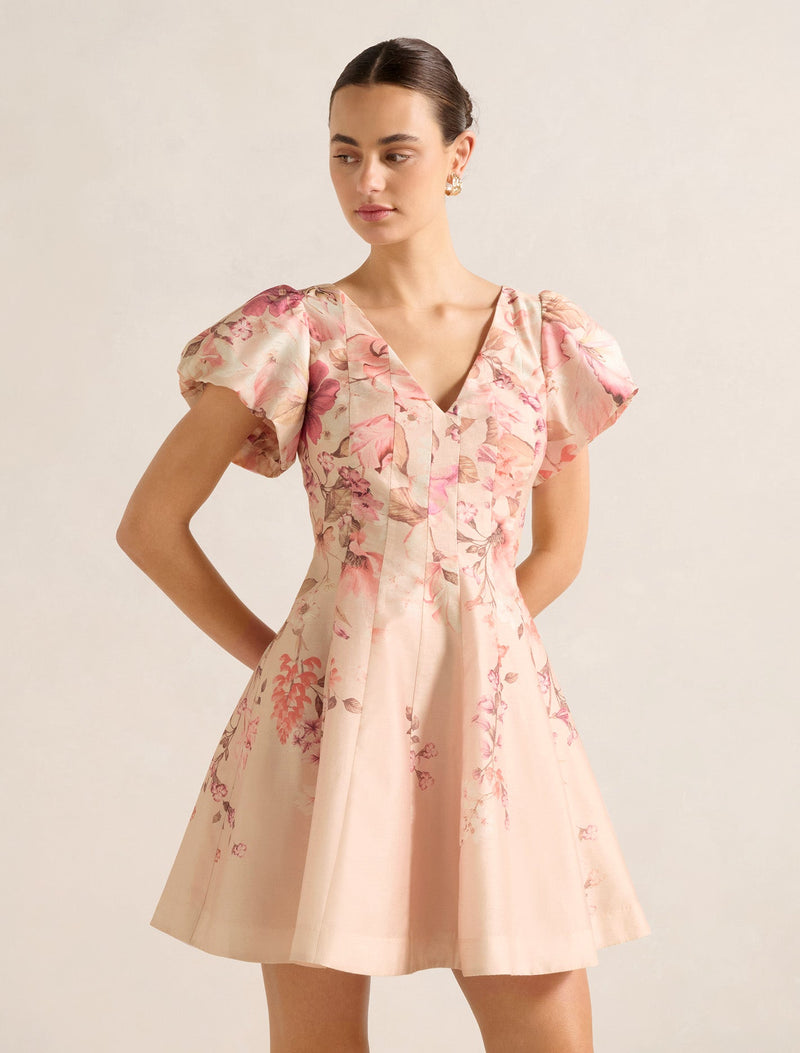 Camden Puff Sleeve Mini Dress Pink Mila Floral | Forever New Camden Puff Sleeve Mini Dress Pink Mila Floral | Forever New