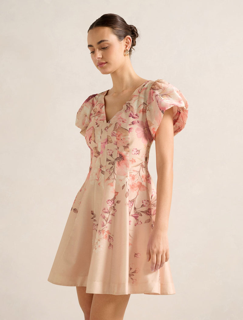 Camden Puff Sleeve Mini Dress Pink Mila Floral | Forever New Camden Puff Sleeve Mini Dress Pink Mila Floral | Forever New