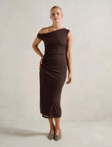 Gisella Tipped Mesh Midi Dress