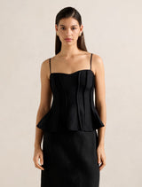 Caitlin Peplum Top Black Forever New