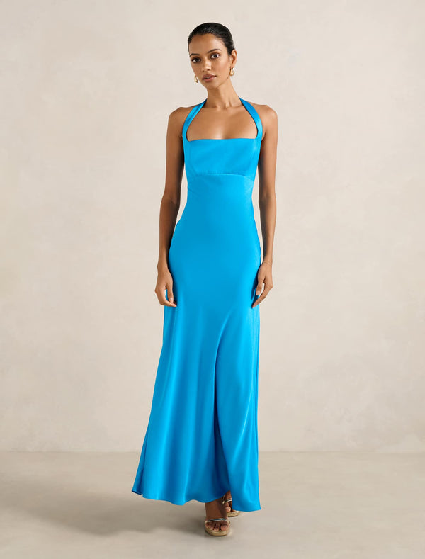 April Petite Open Back Maxi Dress Dresden Blue Forever New