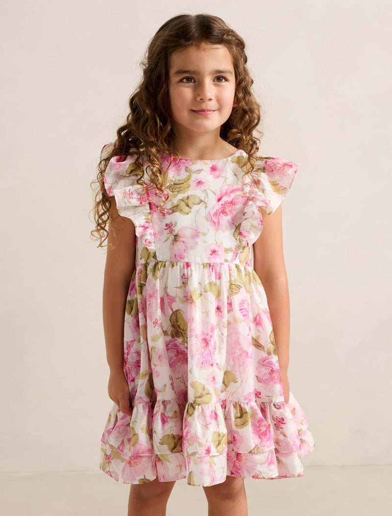 Diana Tiered Frill Midi Girls Dress Layla Botanical Forever New