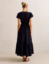 Mara Puff Sleeve Cotton Midi Dress