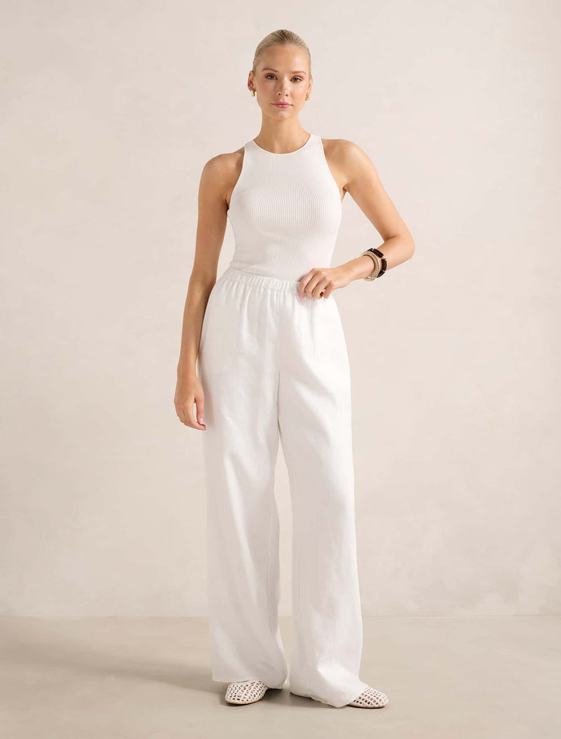 Ally Linen Elastic Wide Leg Pants Forever New