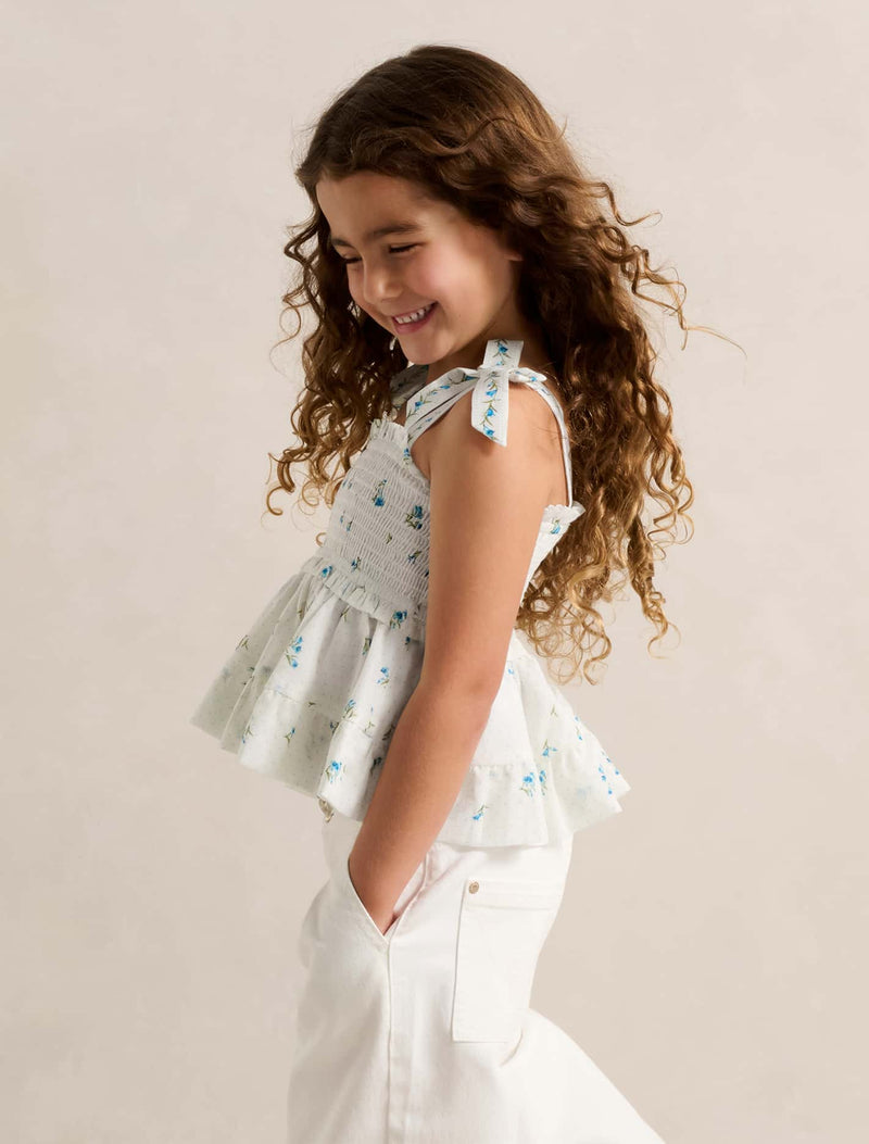 Adelaide Girls Shirred Peplum Top Forever New