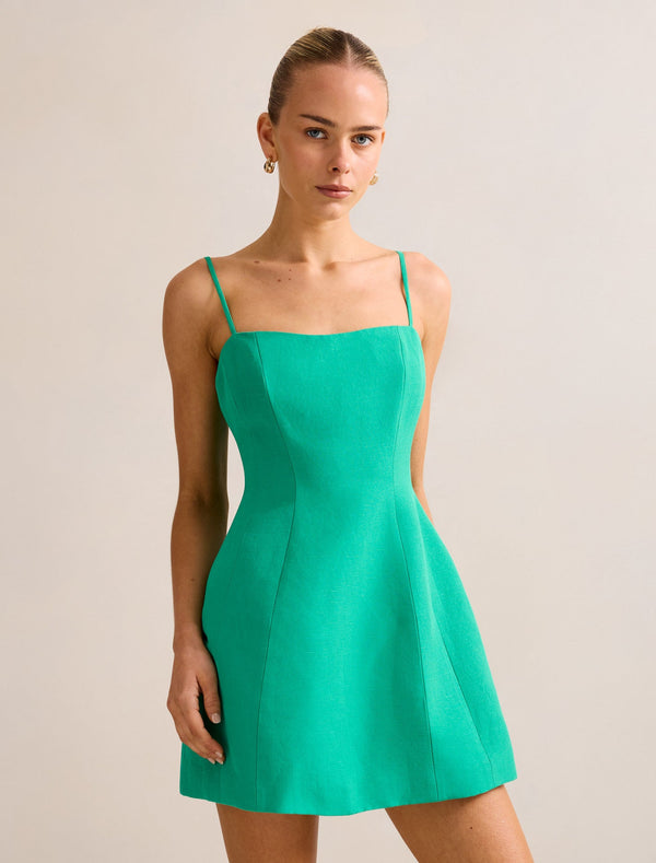 Maura Structured Linen Mini Dress Forever New
